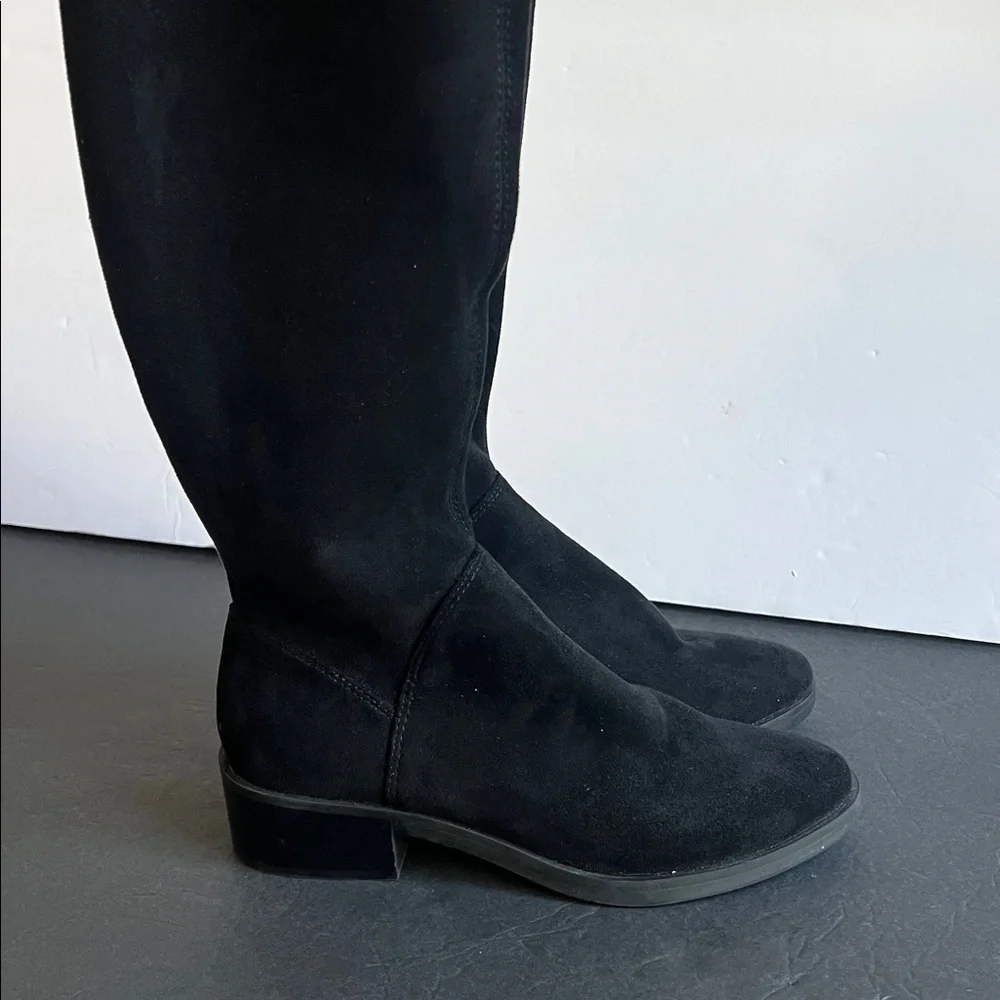 Dolce Vita Black Faux Suede Over Knee Boots, 7